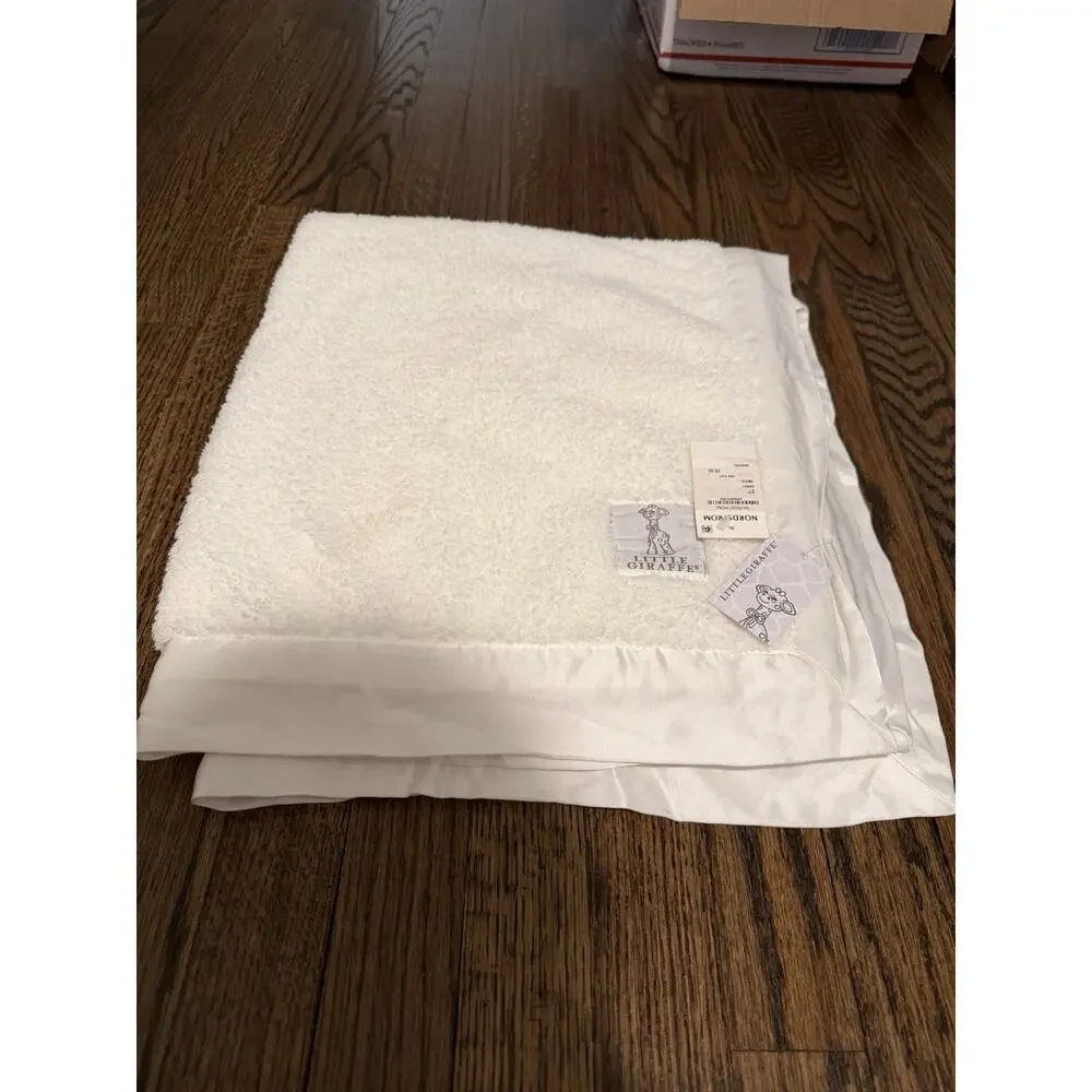 Little Giraffe Baby Blanket Cream Chenille Satin Trim 30 x 36 $79 MSRP NWT